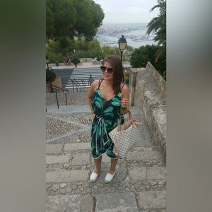 Green tropical dress